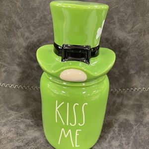 Rae Dunn KISS ME canister with hat topper